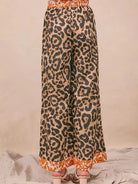 BiBi Wild Ember Leopard Print Contrast Banded Wide Leg Pants-Women's Pants-Shop Z & Joxa