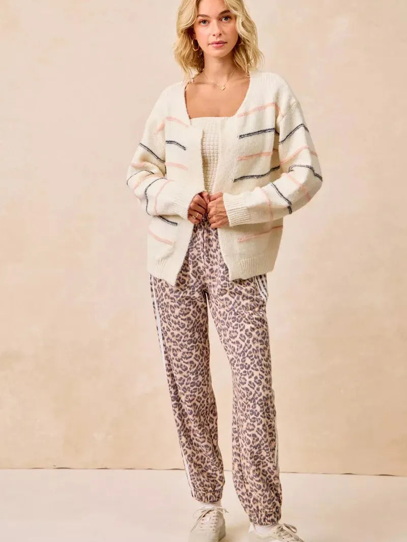 BiBi Wild Side Leopard Track Pants with Side stripes-Women's Pants-Shop Z & Joxa