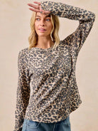 BiBi Wild Whisper Waffle Leopard Long Sleeve Thermal Shirt-Women's Shirts & Tops-Shop Z & Joxa