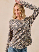 BiBi Wild Whisper Waffle Leopard Long Sleeve Thermal Shirt-Women's Shirts & Tops-Shop Z & Joxa