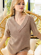 BiBi Latte Love Mineral Washed Cut Edge Top-Women's Shirts & Tops-Shop Z & Joxa