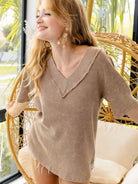 BiBi Latte Love Mineral Washed Cut Edge Top-Women's Shirts & Tops-Shop Z & Joxa