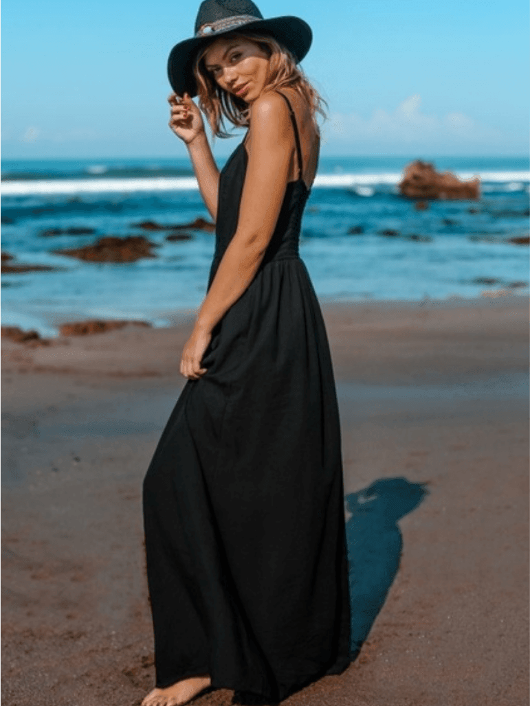 Dress Casual Flowy Black Boho Dresses Black Maxi Dress Beach Wedding Dress Boho Dress Open Back Dress Casual Flowy Black Boho Dresses Black Maxi Dress Beach Wedding Dress Boho Dress Open Back