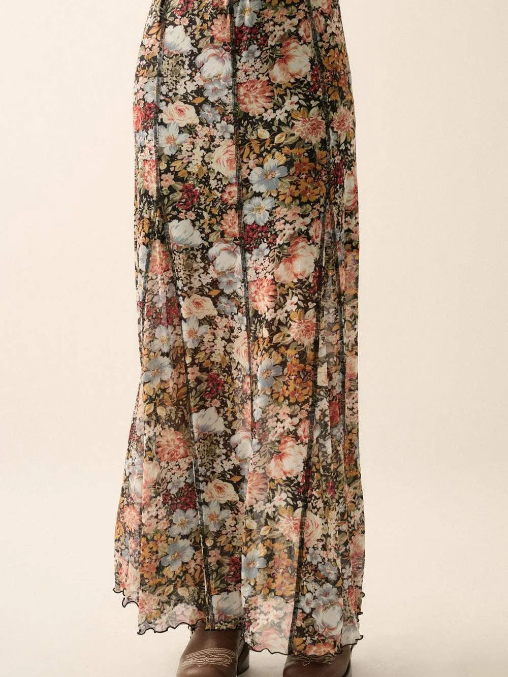 Bloom & Groove Black Floral Inverted Seam Maxi Skirt-Women's Skirts & Skorts-Shop Z & Joxa