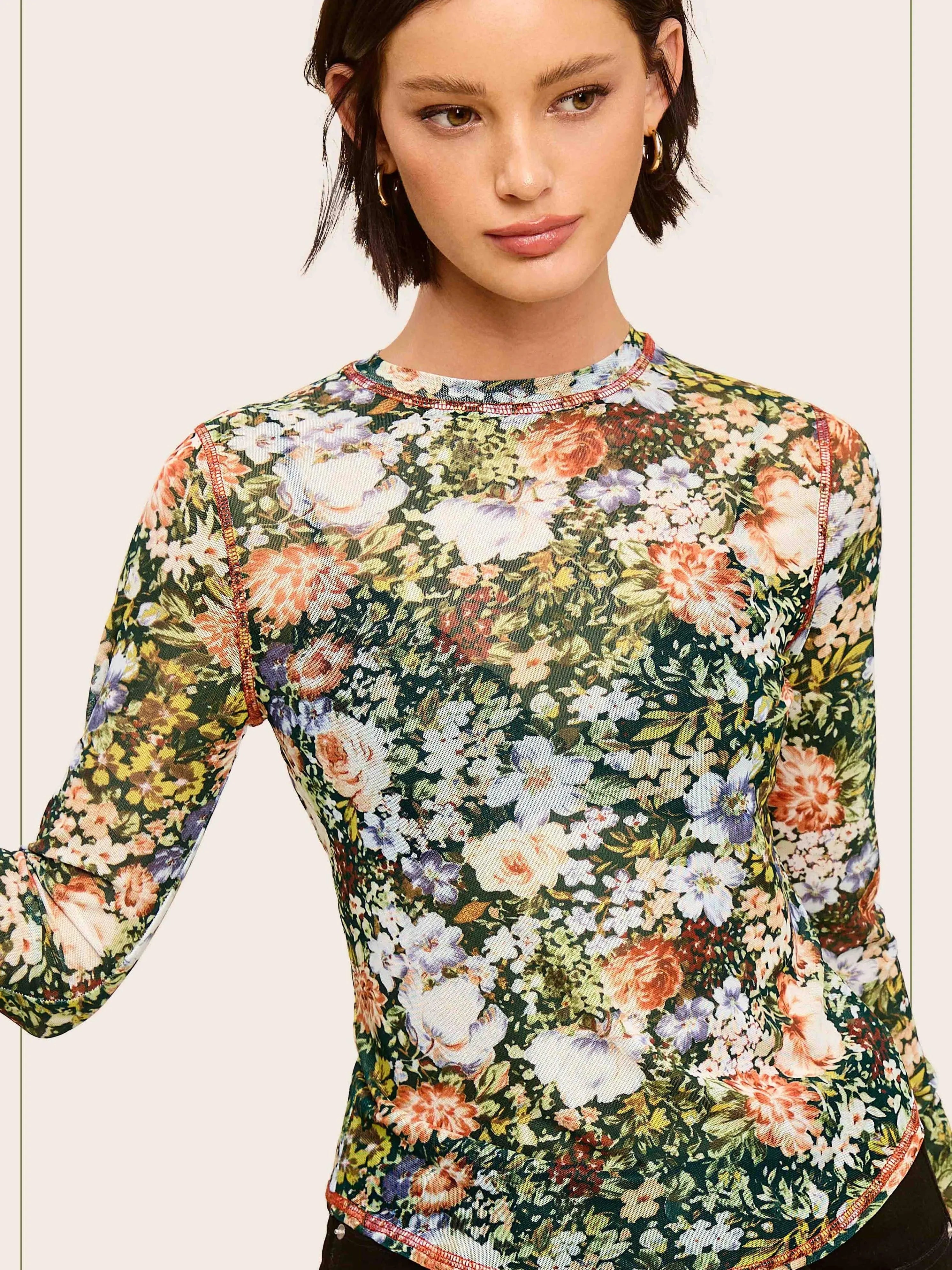 Bloom & Layer Sheer Black Floral Mesh Top-Women's Shirts & Tops-Shop Z & Joxa