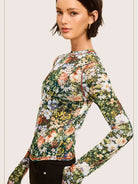 Bloom & Layer Sheer Black Floral Mesh Top-Women's Shirts & Tops-Shop Z & Joxa
