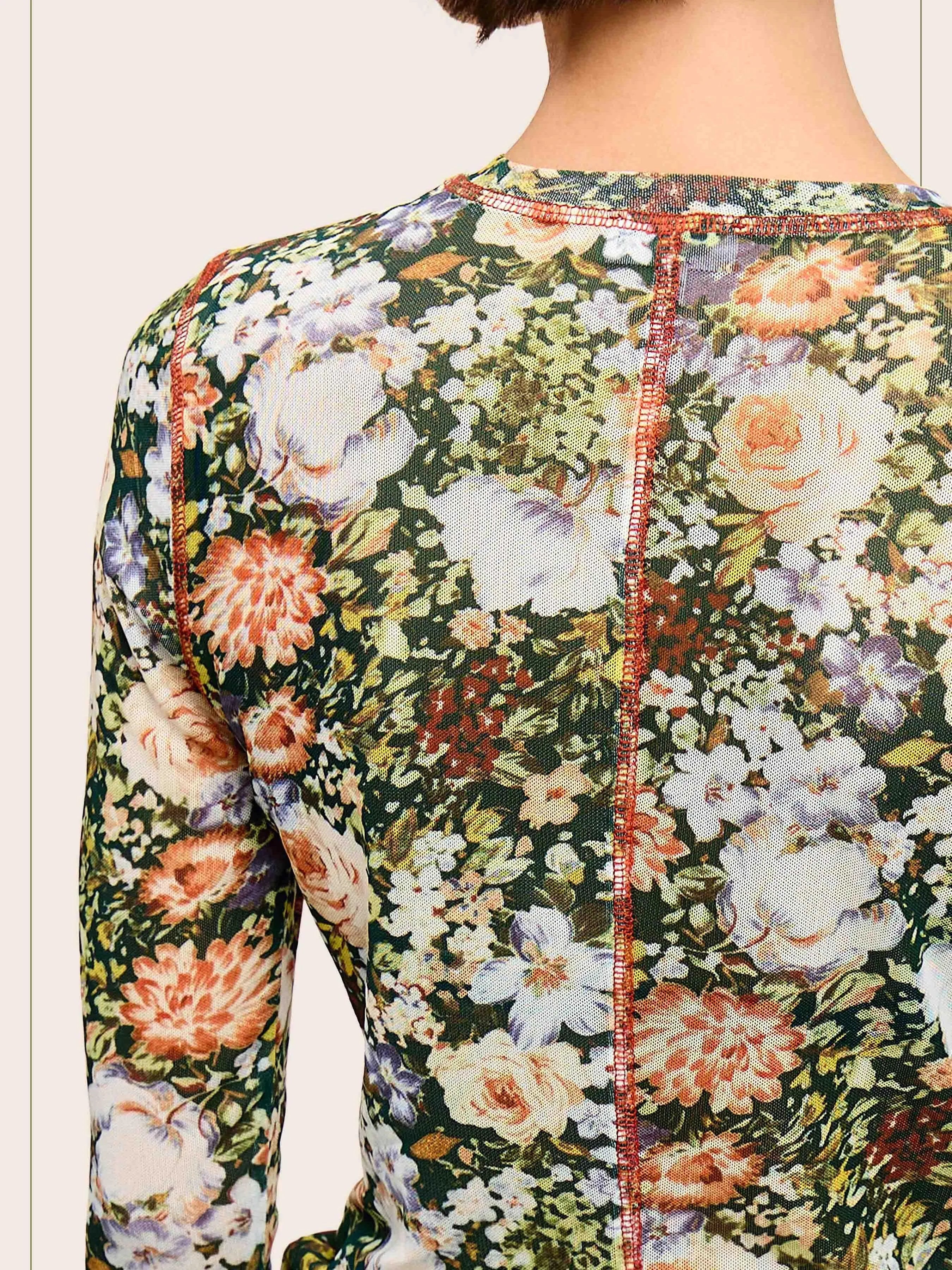 Bloom & Layer Sheer Black Floral Mesh Top-Women's Shirts & Tops-Shop Z & Joxa