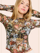 Bloom & Layer Sheer Black Floral Mesh Top-Women's Shirts & Tops-Shop Z & Joxa