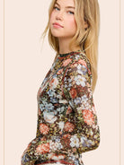 Bloom & Layer Sheer Black Floral Mesh Top-Women's Shirts & Tops-Shop Z & Joxa