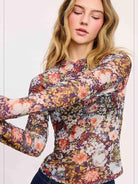 Bloom & Layer Sheer Black Floral Mesh Top-Women's Shirts & Tops-Shop Z & Joxa