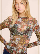 Bloom & Layer Sheer Black Floral Mesh Top-Women's Shirts & Tops-Shop Z & Joxa