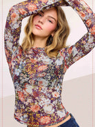 Bloom & Layer Sheer Black Floral Mesh Top-Women's Shirts & Tops-Shop Z & Joxa