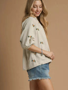 Bloom & Puff Cream Corduroy Blouse by Umgee-Women's Shirts & Tops-Shop Z & Joxa