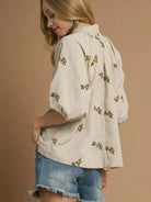 Bloom & Puff Cream Corduroy Blouse by Umgee-Women's Shirts & Tops-Shop Z & Joxa