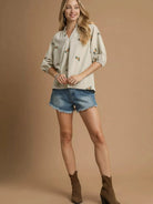 Bloom & Puff Cream Corduroy Blouse by Umgee-Women's Shirts & Tops-Shop Z & Joxa