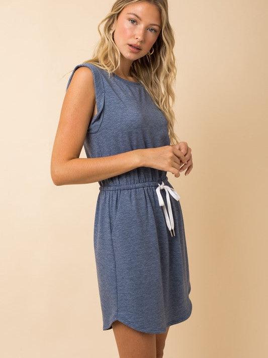 Blue Comfort Sleeveless Mini Dress-Women's Clothing-Shop Z & Joxa