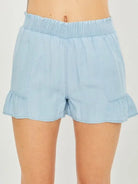 Blue Today and Tomorrow Ruffle High Waist Shorts-Women's Clothing-Shop Z & Joxa