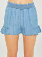 Blue Today and Tomorrow Ruffle High Waist Shorts-Women's Clothing-Shop Z & Joxa