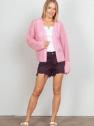 Blush Breeze Eyelet Cardigan by Very J-Women's Shirts & Tops-Shop Z & Joxa