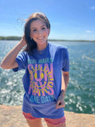 Boat Waves and Sun Rays Lake Days Graphic Tee-Women's Clothing-Shop Z & Joxa