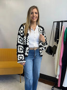 Bohemian Showcase Two-Tone Floral Square Crochet Cropped Open Cardigan-Women's Shirts & Tops-Shop Z & Joxa