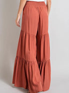 Boho Babe Tiered Wide Leg Tied Waist Pants | Terracotta-Women's Pants-Shop Z & Joxa