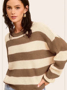 Bold Striped Living Round Neck Loose Fit Sweater-Women's Clothing-Shop Z & Joxa