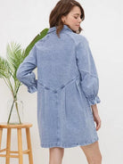 Born To Stand Out Denim Wash 3/4 Sleeve Dress-Women's Clothing-Shop Z & Joxa