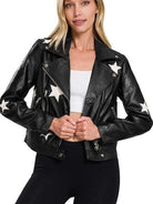 Born a Star Vegan Leather Jacket-Women's Clothing-Shop Z & Joxa