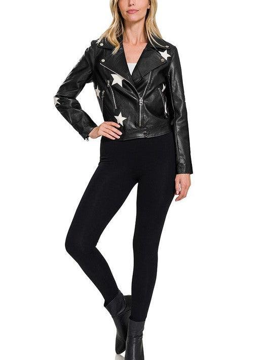 Born a Star Vegan Leather Jacket-Women's Clothing-Shop Z & Joxa
