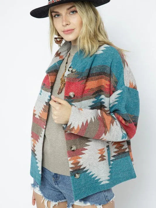 Born to Express Soft and Comfy Aztec Pattern Lightweight Jacket-Women's Clothing-Shop Z & Joxa