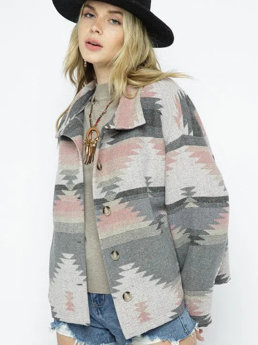 Born to Express Soft and Comfy Aztec Pattern Lightweight Jacket-Women's Clothing-Shop Z & Joxa