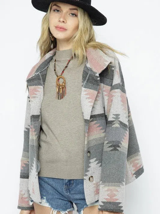 Born to Express Soft and Comfy Aztec Pattern Lightweight Jacket-Women's Clothing-Shop Z & Joxa