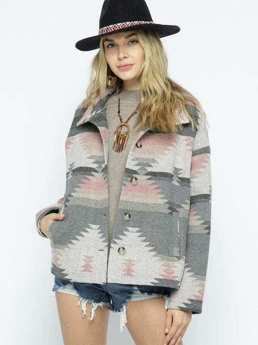 Born to Express Soft and Comfy Aztec Pattern Lightweight Jacket-Women's Clothing-Shop Z & Joxa