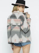 Born to Express Soft and Comfy Aztec Pattern Lightweight Jacket-Women's Clothing-Shop Z & Joxa