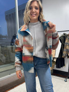 Born to Express Soft and Comfy Aztec Pattern Lightweight Jacket-Women's Clothing-Shop Z & Joxa