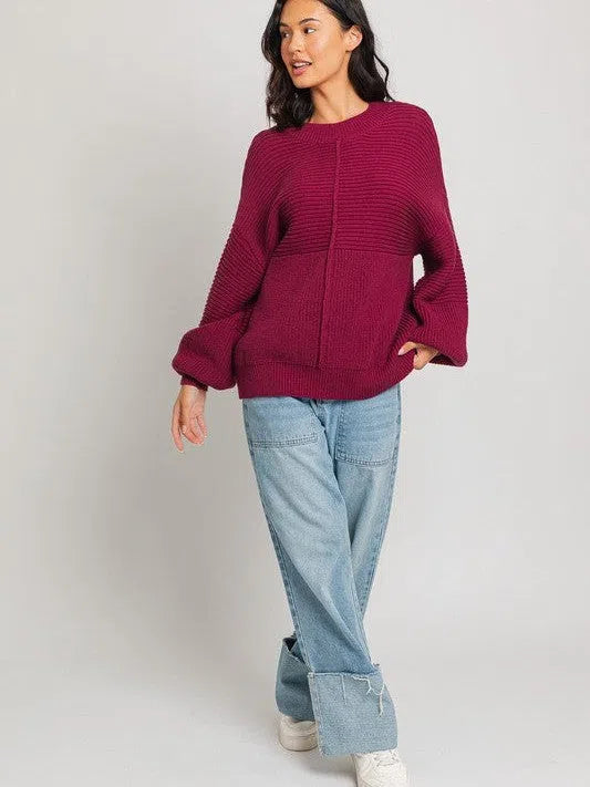 Born to Lead Rib Knit Center Seam Sweater-Women's Clothing-Shop Z & Joxa