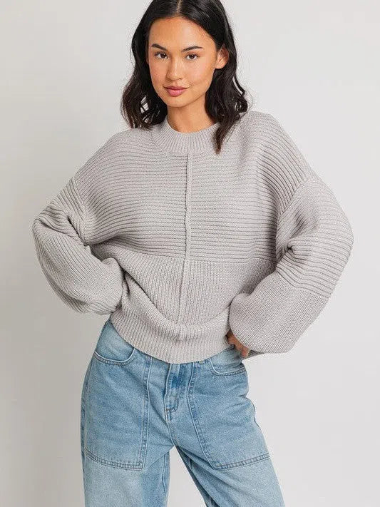 Born to Lead Rib Knit Center Seam Sweater-Women's Clothing-Shop Z & Joxa