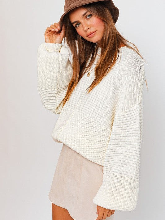 Born to Lead Rib Knit Sweater-Women's Clothing-Shop Z & Joxa