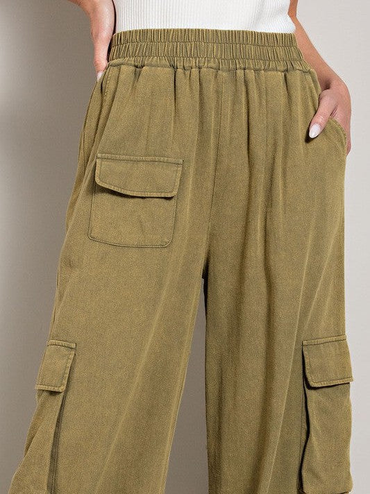 Born with Talent Mineral Washed Cargo Pants-Women's Clothing-Shop Z & Joxa