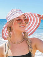 Bow Me Away Striped Bow Accent Sunhat-Women's Accessories-Shop Z & Joxa