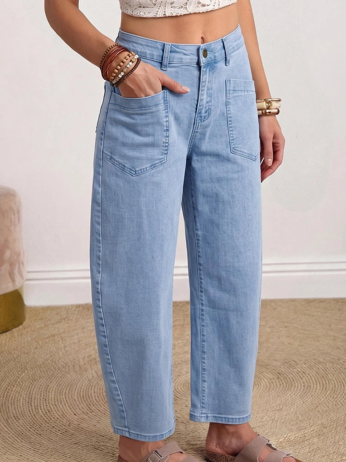 Briar Patch Barrel Jeans with Patch Pockets-Women's Jeans-Shop Z & Joxa