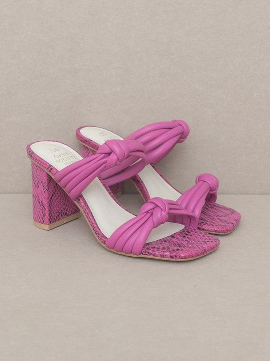 Bubbles + Knots Snake Skin Strappy Slip on Heel-Women's Shoes-Shop Z & Joxa