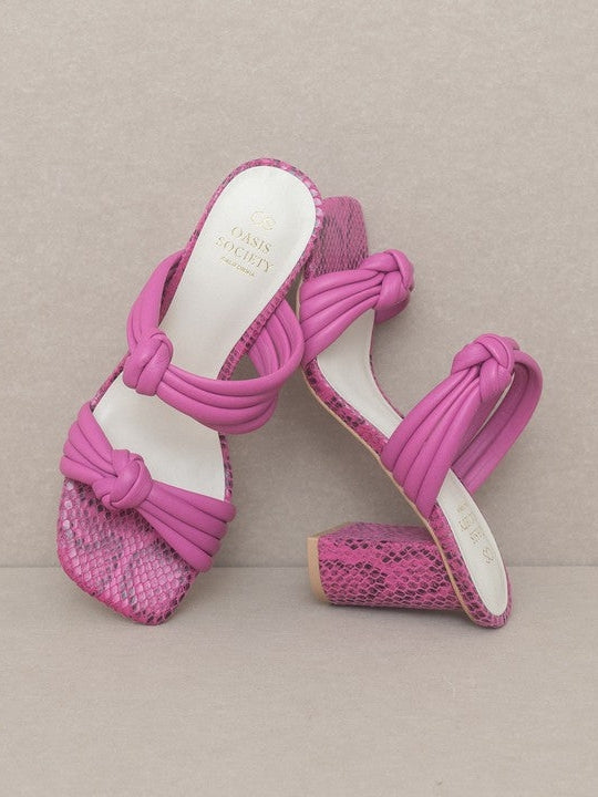 Bubbles + Knots Snake Skin Strappy Slip on Heel-Women's Shoes-Shop Z & Joxa