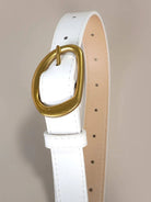 Buckle Up Babe Contour Oval Faux Leather White Belt-Women's Accessories-Shop Z & Joxa
