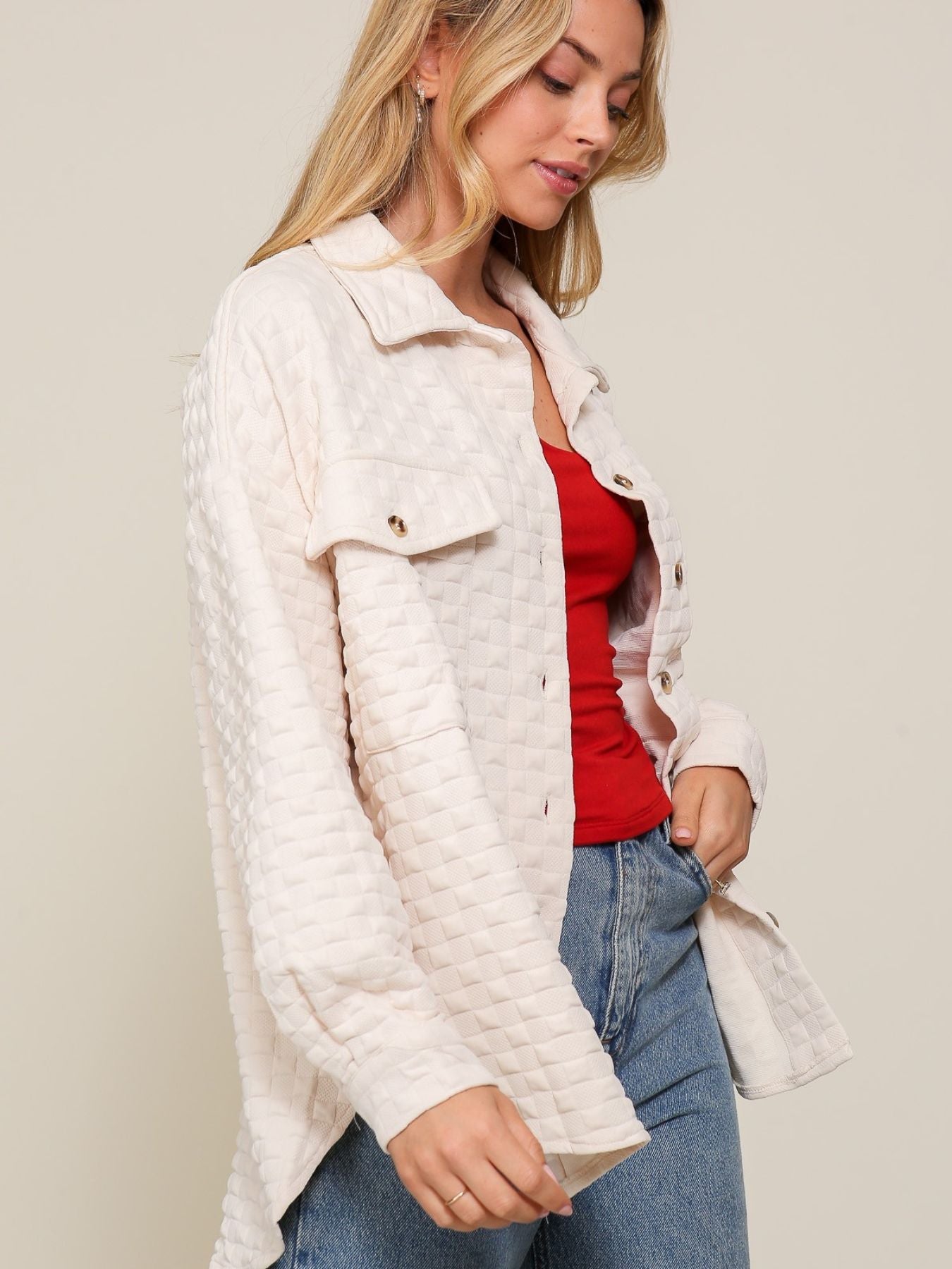 Building Blocks of Style Quilted Button Up Shacket-Women's Clothing-Shop Z & Joxa