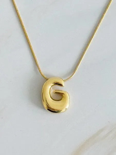 Calling my Name Balloon Gold Letter Initial Necklace-Women's Accessories-Shop Z & Joxa