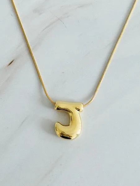 Calling my Name Balloon Gold Letter Initial Necklace-Women's Accessories-Shop Z & Joxa