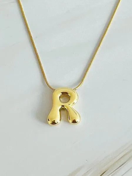 Calling my Name Balloon Gold Letter Initial Necklace-Women's Accessories-Shop Z & Joxa