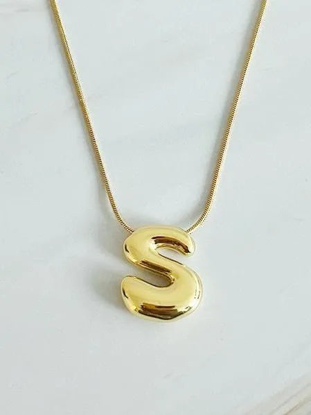 Calling my Name Balloon Gold Letter Initial Necklace-Women's Accessories-Shop Z & Joxa